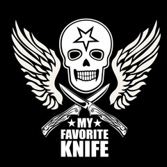 military emblem with skull and knife,grunge vintage design t shirts