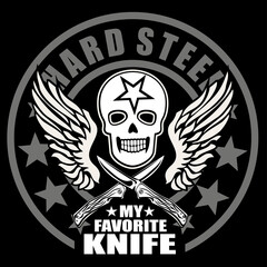 military emblem with skull and knife,grunge vintage design t shirts
