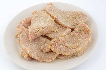 raw breaded loin meat as kids food