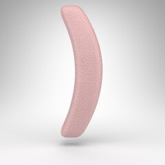 Right round bracket symbol on white background. Pink leather 3D sign with skin texture.