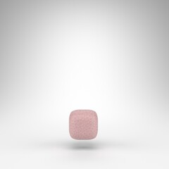 Period symbol on white background. Pink leather 3D sign with skin texture.