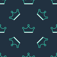 Obraz premium Line Crown icon isolated seamless pattern on black background. Vector.