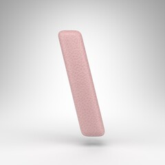 Back slash symbol on white background. Pink leather 3D sign with skin texture.
