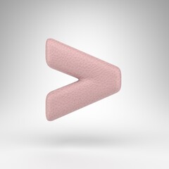 More than symbol on white background. Pink leather 3D sign with skin texture.