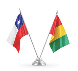Guinea and Chile table flags isolated on white 3D rendering
