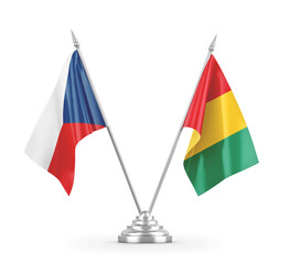 Guinea and Czech Republic table flags isolated on white 3D rendering