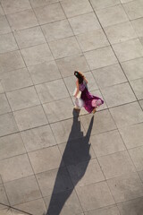 woman running in the city