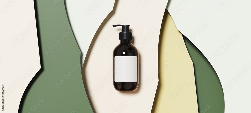 Aufkleber minimal background for beauty product presentation. cosmetic bottle on geometric surface. 3d render 