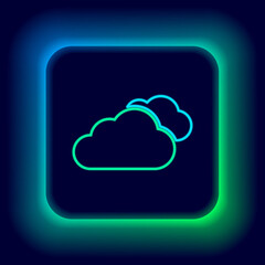 Glowing neon line Cloud icon isolated on black background. Colorful outline concept. Vector.