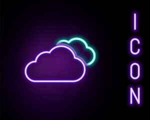 Glowing neon line Cloud icon isolated on black background. Colorful outline concept. Vector.