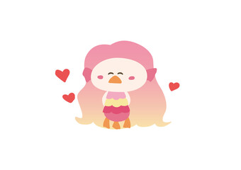 【妖怪アマビエ】ニコニコしたピンク色でかわいいアマビエ様