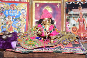 Beautiful view of the idol of Lord Shri Krishna in the temple of India