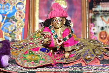 Beautiful view of the idol of Lord Shri Krishna in the temple of India
