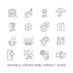 Set of 16 editable stroke pixel perfect icons for product care - 402331252