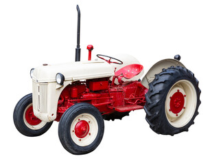 Vintage Farm Tractor Isolated on a White Background