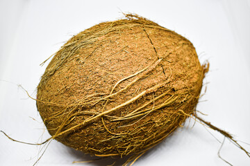 Coconut on white background