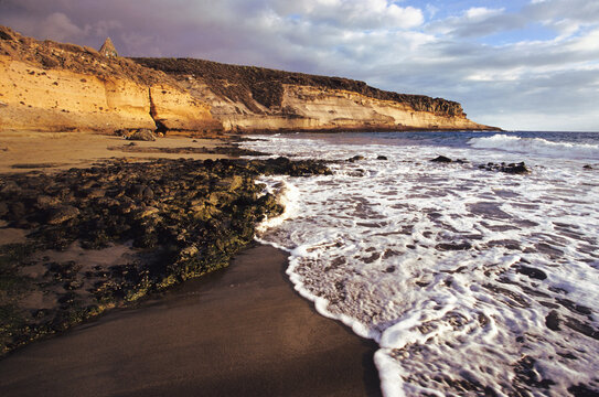 beautiful view of Playa De Diego Hernandez at sunset,Tenerife, Canary Islands, Spain, Europe.