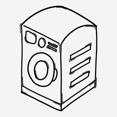 Washing machine doodle vector icon. Drawing sketch illustration hand drawn line eps10