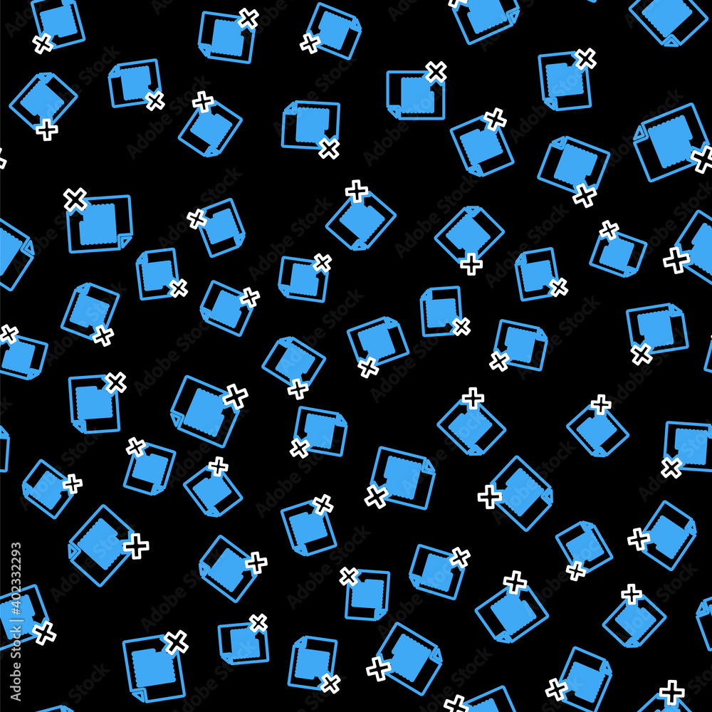 Poster line delete file document icon isolated seamless pattern on black background. rejected document icon