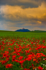 Landschaft in Thüringen mit Veste Wachsenburg