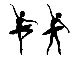 Abstract two silhouettes of charming ballerinas