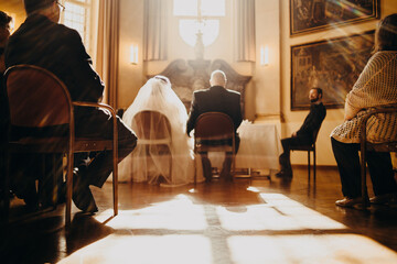 a couple in a wedding castle