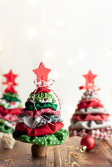 Christmas tree made of multi-colored fabric.Christmas and New Year.