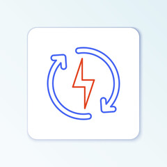 Line Recharging icon isolated on white background. Electric energy sign. Colorful outline concept. Vector.