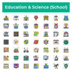 Education and Science school icon set