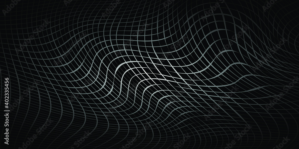 Poster abstract black and white striped grid background. geometric pattern with the effect of visual distor