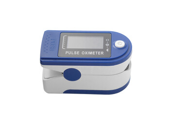 Pulse oximeter for measuring blood oxygenation pulse and blood vessel filling isolated on white...