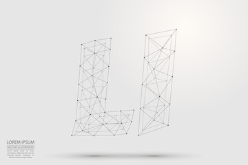 English letters abstract font consists 3d of triangles, lines, dots and connections. Vector illustration EPS 10.