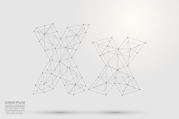 English letters abstract font consists 3d of triangles, lines, dots and connections. Vector illustration EPS 10.