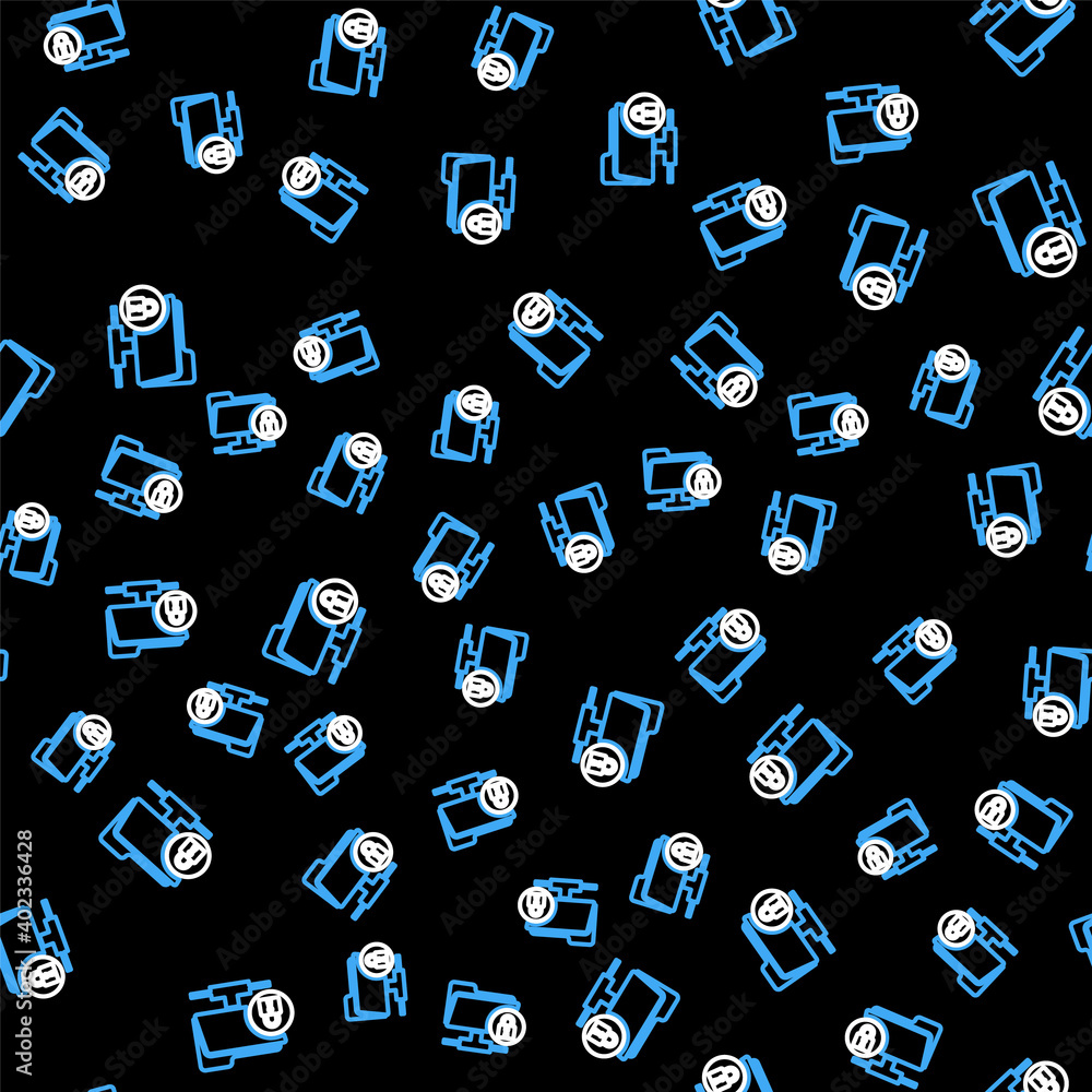 Aufkleber line ftp folder and lock icon isolated seamless pattern on black background. concept of software upd
