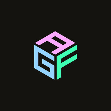 Hexagon logo. AGF vector font design