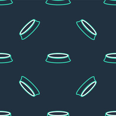 Line Pet food bowl for cat or dog icon isolated seamless pattern on black background. Vector.