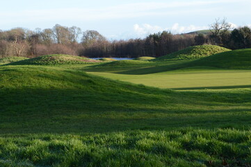Views across golf courses at Craigtoun, near St Andrews, Fife on a sunny mid December day