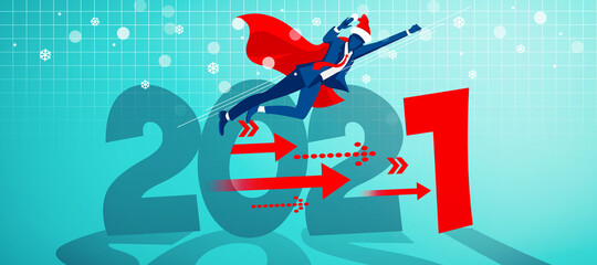 New 2021 growth and development prospects. 3D illustration