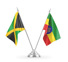 Ethiopia and Jamaica table flags isolated on white 3D rendering © Aleks Taurus