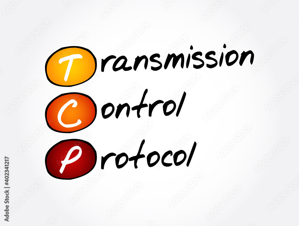 Poster tcp - transmission control protocol acronym, technology concept background