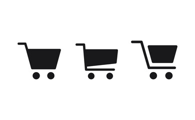 Shopping cart vector icon collection. E-commerce online shop symbol.