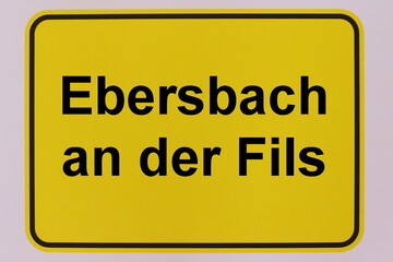 Illustration eines Stadteingangsschildes der Stadt Ebersbach an der Fils