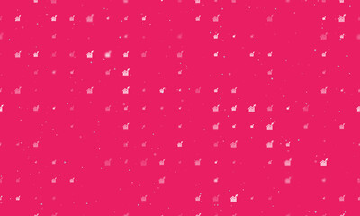 Seamless background pattern of evenly spaced white chart up symbols of different sizes and opacity. Vector illustration on pink background with stars