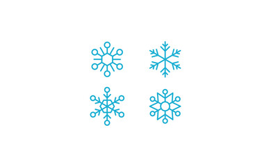 Snow flake linear vector icon collection. Snowflakes christmas decoration elements.