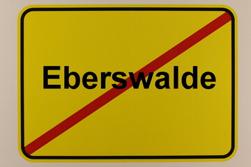 Illustration eines Stadtausgangsschildes der Stadt Eberswalde