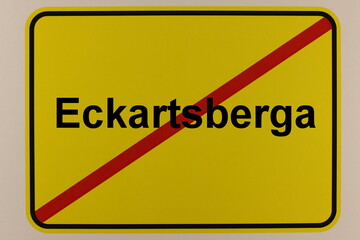 Illustration eines Stadtausgangsschildes der Stadt Eckartsberga
