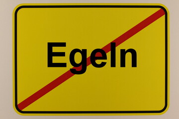 Illustration eines Stadtausgangsschildes der Stadt Egeln