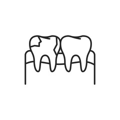 Teeth with caries color line icon. Pictogram for web page, mobile app, promo.
