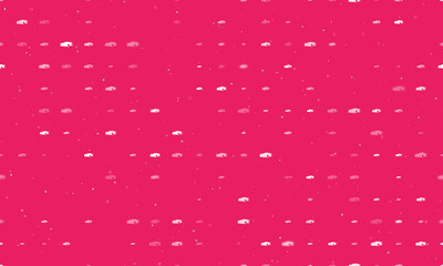 Seamless background pattern of evenly spaced white sport car symbols of different sizes and opacity. Vector illustration on pink background with stars
