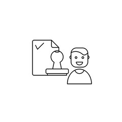 Stamp administrator icon. An administrator character icon. Vector